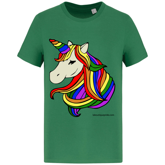 T-shirt manches courtes licorne arc-en-ciel